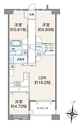グランシティ川崎パークサイドレジデンス 3LDKの間取図画像