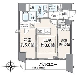 ザ・ヒルズ武蔵小金井レジデンス 2LDKの間取図画像