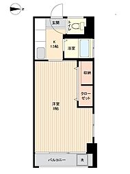 アポロマンション 1Kの間取図画像