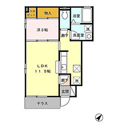 ルミエール大友 1階1LDKの間取り