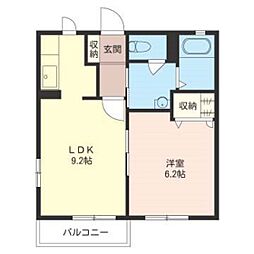 ドゥレイヴ 2階1LDKの間取り