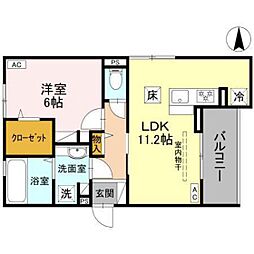 Ｄ−ｒｏｏｍ　Ｆｉｏｒｅ”Ｎ” 1階1LDKの間取り