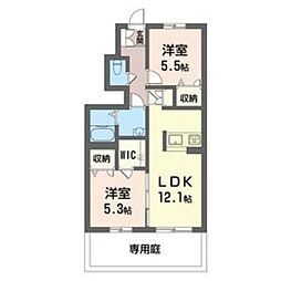 フォルツェ・ラフィーノ　Ａ 1階2LDKの間取り