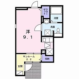 ル・プティシュ 1階ワンルームの間取り