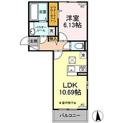 クロッシア前橋南町 1階1LDKの間取り