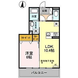 クラリーチェ 3階1LDKの間取り