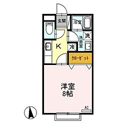 ハイブリッジA 1Kの間取図画像