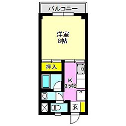メゾンアリエス 1Kの間取図画像