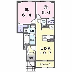 クレストコート 2LDKの間取図画像