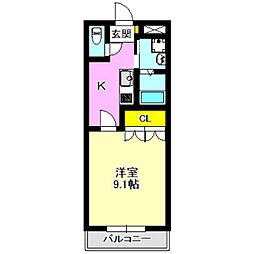 ガーデンヒル 1Kの間取図画像