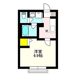 ヴァンサンク 1Kの間取図画像