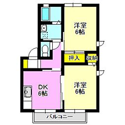 アビエスA 2DKの間取図画像