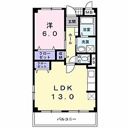 グレイスマンション2 1LDKの間取図画像