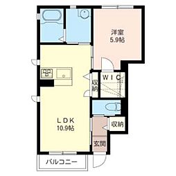 カーサレジオB 1LDKの間取図画像