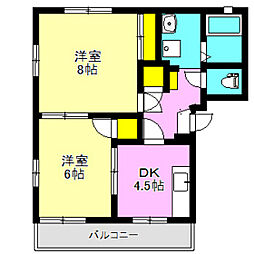 シャルマン・ハイムA 2DKの間取図画像