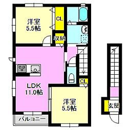 グランサージュA 2LDKの間取図画像