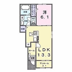 ベルカーム 1LDKの間取図画像