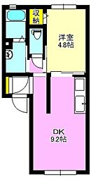サンモール・シャム 1LDKの間取図画像