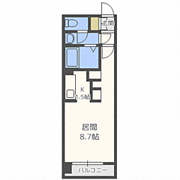 グレイスコート北１８条 5階1Kの間取り