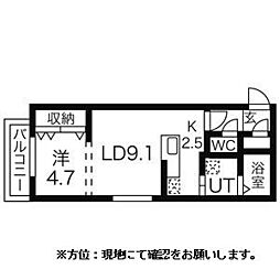 シャルルブラン 2階1LDKの間取り