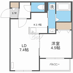 ブランシャールNOA中島公園 1LDKの間取図画像