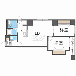 アルファスクエア北15条 2LDKの間取図画像