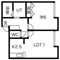 エーデルワイス山の手 1LDKの間取図画像