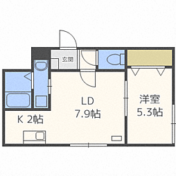 プリマクラッセ 1LDKの間取図画像