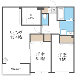 エクセレンス 2LDKの間取図画像