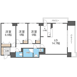 RESIDIA円山北五条 3LDKの間取図画像