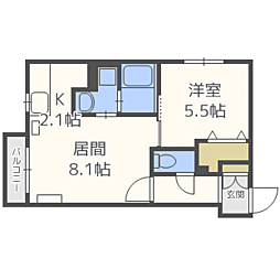 グランメールメイビス 1LDKの間取図画像