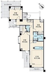 朝日マンション目黒 3LDKの間取図画像