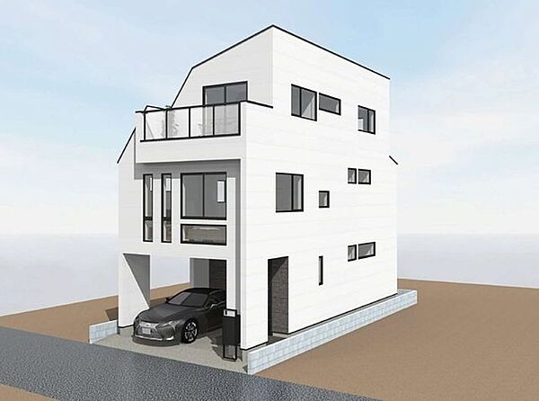 【参考プラン完成予想図】※パース・植裁は設計図を基に描き起こした物で、実際とは異なる場合がございます。車は販売価格には含まれません。