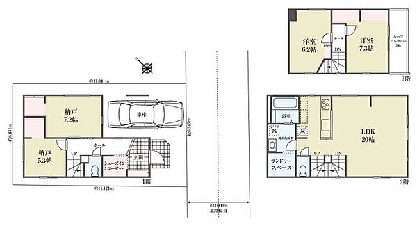 【A区画　参考プラン間取り図】建物価格：2750万円(税込)・建物面積：114.72m2