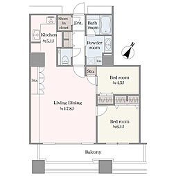 東京レジデンス 2LDKの間取図画像