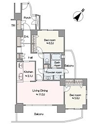三田シティハウス 2LDKの間取図画像