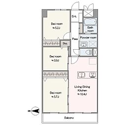 コープ野村王子 3LDKの間取図画像