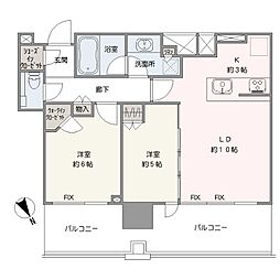 シティタワー目黒 2LDKの間取図画像