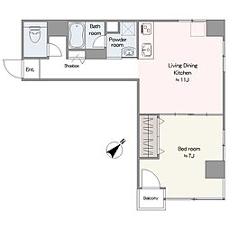 MAC小網町コート 1LDKの間取図画像