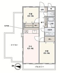 クリオ高砂壱番館 2DKの間取図画像