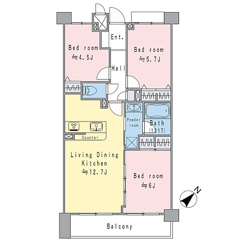 間取り リーベスト国立 4階/-