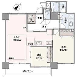 ヴィルヌーブタワー横浜・関内 2LDKの間取図画像