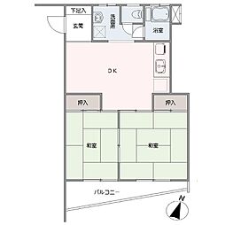 ライオンズマンション津久井浜 2DKの間取図画像