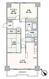 クリオ湘南・追浜サニークレスト 2SLDKの間取図画像