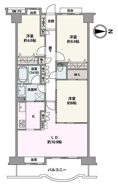 お手入れがしやすい全居室フローリング仕様。クローゼットや押入など、全居室に豊富な収納スペースが備えられています。
