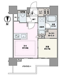 クリオラベルヴィ武蔵小杉グレイス 1DKの間取図画像