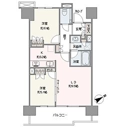 グランスイート三軒茶屋スカイテラス 2LDKの間取図画像