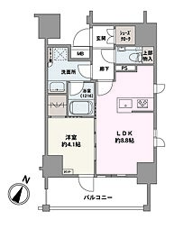 クリオラベルヴィ武蔵小杉 1LDKの間取り
