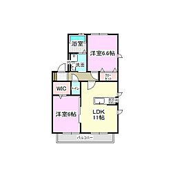 エリタージュ　F 1階2LDKの間取り