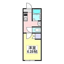 プレジール川間 1Kの間取図画像